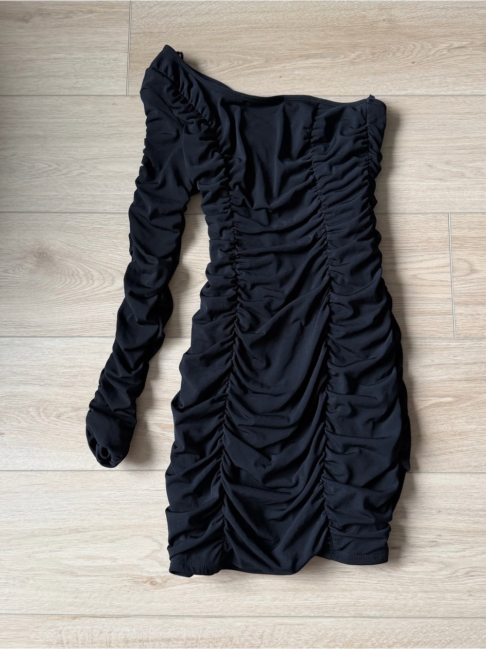 Ruby Rox Black One-Shoulder Ruched Bodycon Mini Dress - Picture 1 of 5